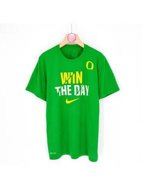 Nike Tee Short Sleeve University of Oregon Ducks Shirt Green Win The Day Men Med